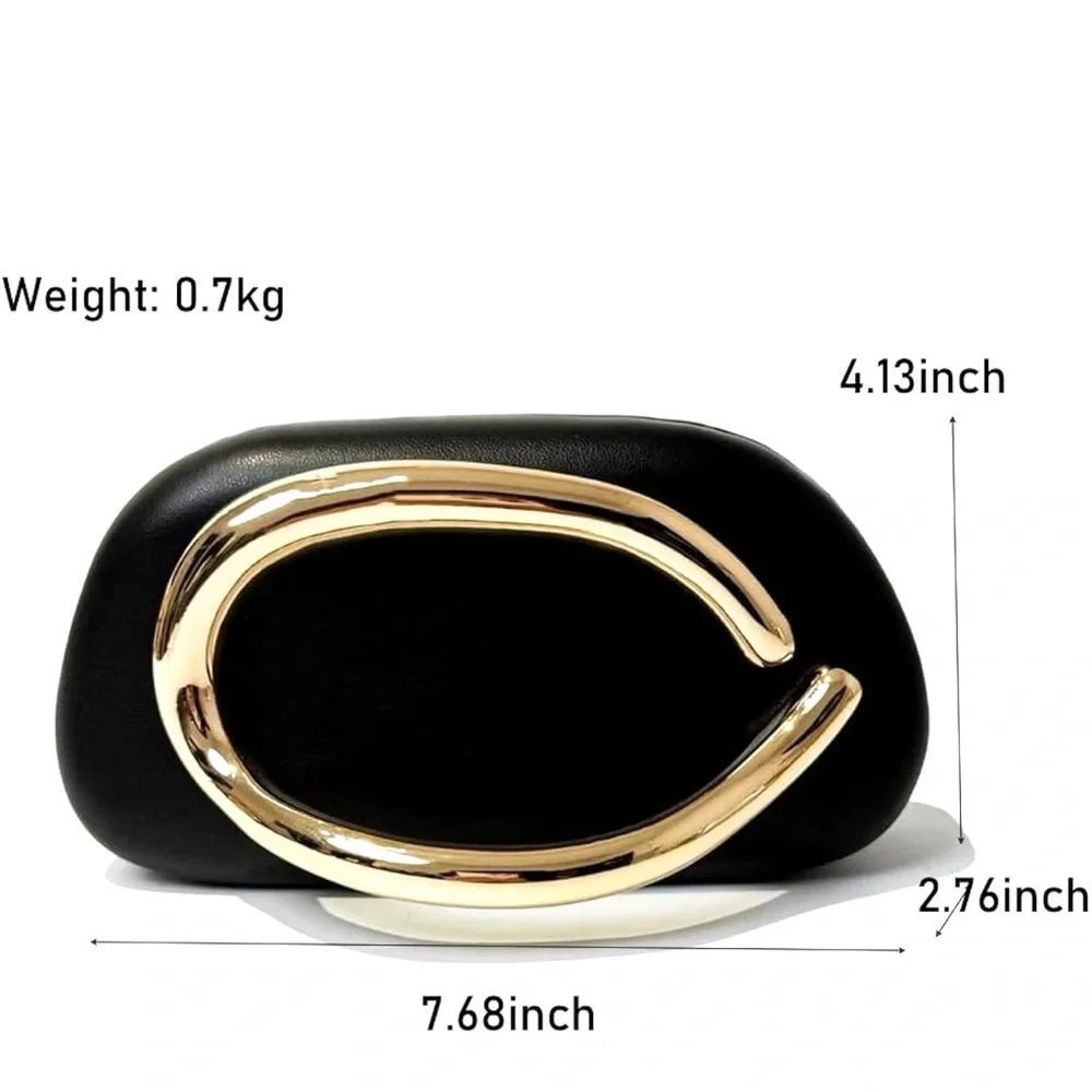 UNIQUE STYLE BLACK WITH GOLD CLUTCH OR CROSSBODY HANDBAG-VEGAN LEATHER‎-NWT